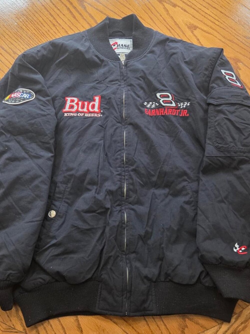 Vintage Y2K Chase Authentics Dale Earnhardt Jr Budweiser NASCAR Bomber Jacket